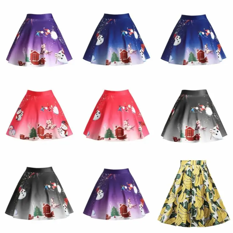 Линии Свободные юбка Для женщин Санта Рождество Санта печатных Sexy Zipper сексуальная с принтом Санты производительность Санта онлайн