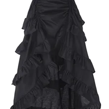 Женская юбка размера плюс в викторианском стиле, готика, стимпанк, Сексуальные вечерние, черные, с оборками, Ретро стиль, высокая талия, высокая низкая юбка, стиль