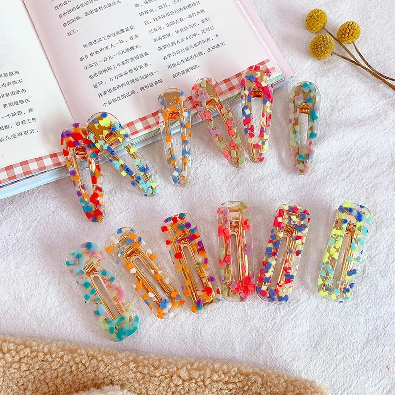 

Sale Colorful Rectangle Transparent Hair Clip for women Acrylic New Hollow Hairpins Girls Fashion Geometric Barrettes