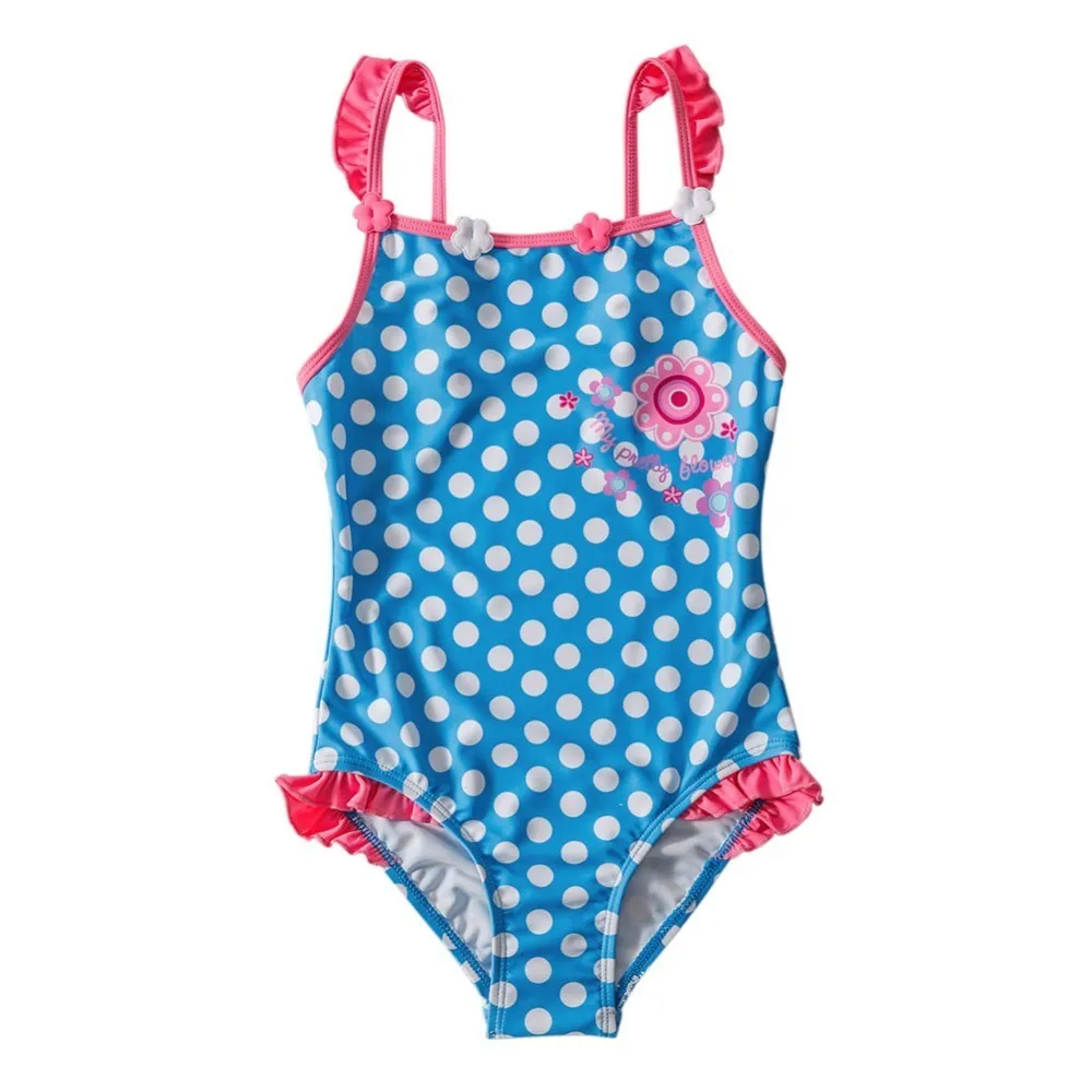 

4T-8T Top Quality Swimwear One Piece Girls Bikini 2019 Kids Swimsuits Blue Dot Princess Bathing Suit Children Swim Wear Biquini