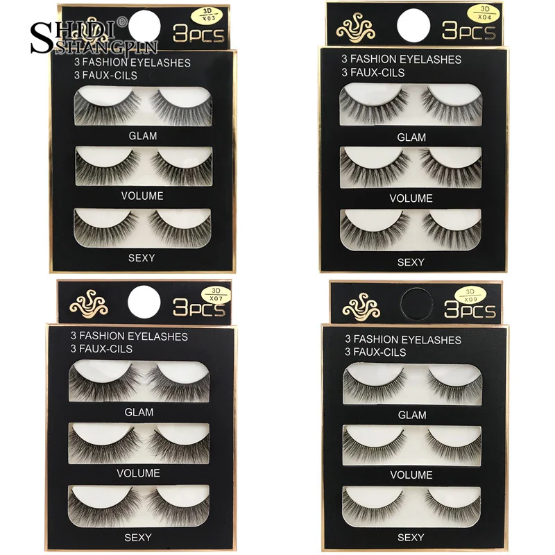 

SHIDISHANGPIN 3 pairs mink eyelashes natural fake eye lashes make up handmade 3d mink lashes false lash volume eyelash extension
