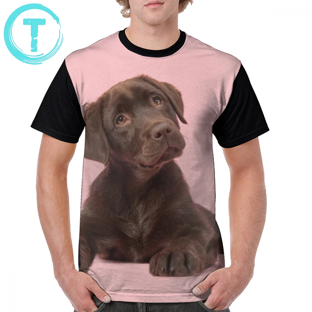 Футболка с изображением Лабрадора, розовая футболка с изображением щенка Лабрадора, Повседневная футболка с коротким рукавом и графикой, большие размеры, Мужская забавная футболка из 100 полиэстера