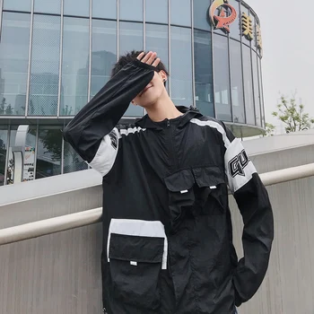 

2019 Spring And Summer New Chinese Style Trend Super Fire Men's Casual Loose High Quality Stitching Sports ThinWindbreakerJacket