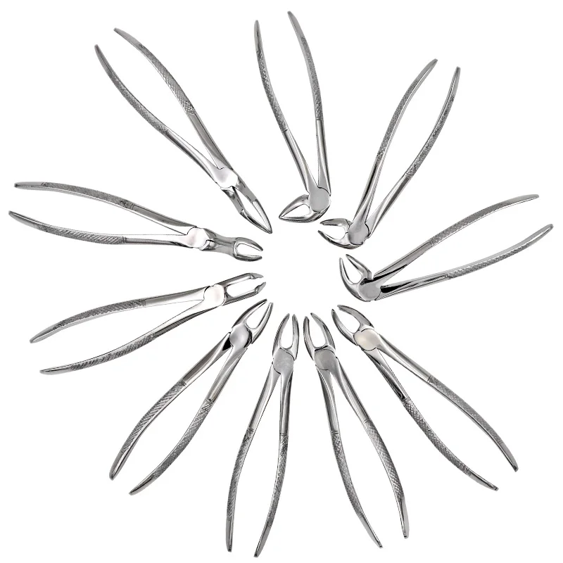 

10pcs Dental Adult Forcep Set Dentist Surgical Tools Oral Teeth Stainless Steel Extracting Pliers With Kit Clinic Instrument