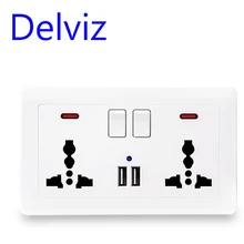 Delviz Wall 13A розетка питания+ USB глобальная Универсальная 3 отверстия стандарт Великобритании Коммутируемая розетка, 2.1A двойной usb-порт для зарядки ВКЛ-ВЫКЛ контроль