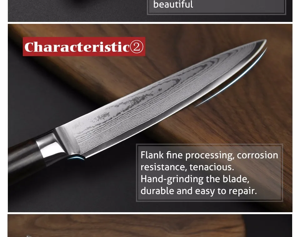 XINZUO " Универсальный нож VG10 Дамасская сталь японские кухонные ножи Высокое качество Прочный острый нож для очистки овощей ручка из черного дерева