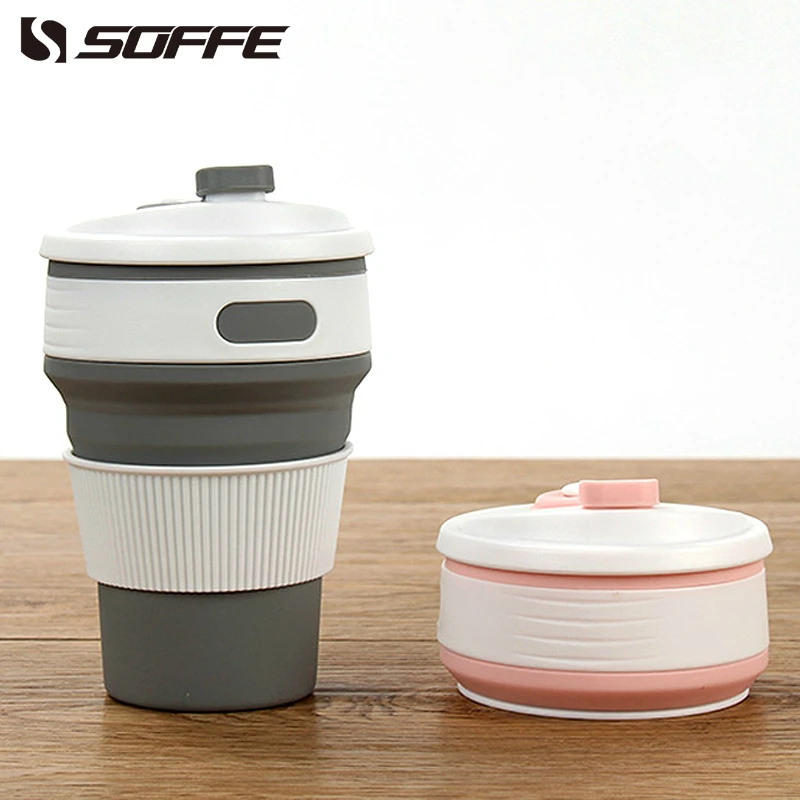 Soffe Creative Multifunctional Travel Collapsible Silicone Coffee Mug With Lid 350ml Portable Foldable Tumblers Cups Outdoor | Дом и сад