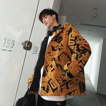 

2019 New Spring And Summer Korean Casual Couple Men's Cotton Loose Trend Handsome Thin Graffiti Jacket Store Manager Recommended