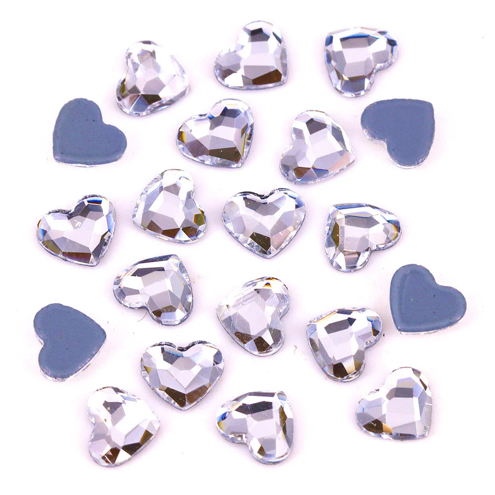 

fancy stone High Quality 6mm Heart Flat Back Hotfix Rhinestones Iron on Flat-Back Crystals Applique White Color Environmental