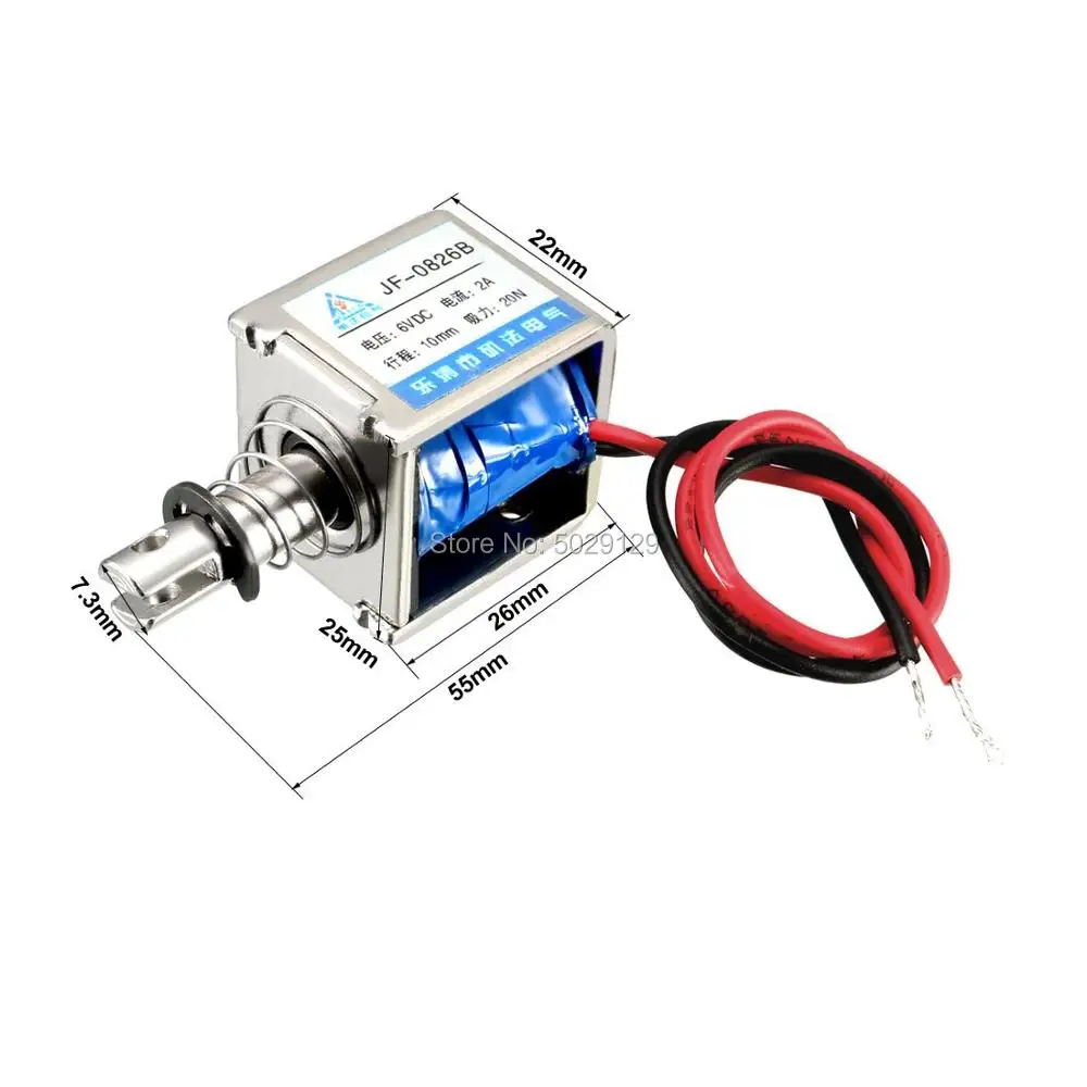 JF-0826B DC6V/12 V/24 V 2A открытая рамка соленоид сброс 10 мм Push Pull Тип Электронный постоянный Электромагнит для торговых текстильных автоматов