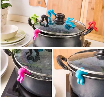 

Spoon Chopstick Holder Small Person Mobile Phone Bracket Anti-Overflow Silicone Small Person Lifter Bracket Silicone Pot Cover