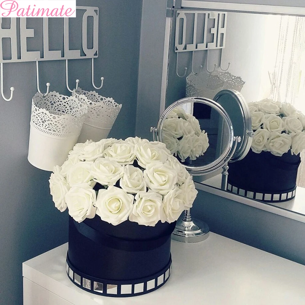 

PATIMATE 10pcs 8cm Foam Rose Rustic Wedding Decoration Artificial Flower Bridal Shower Valentines Day Gift Decor Supplies
