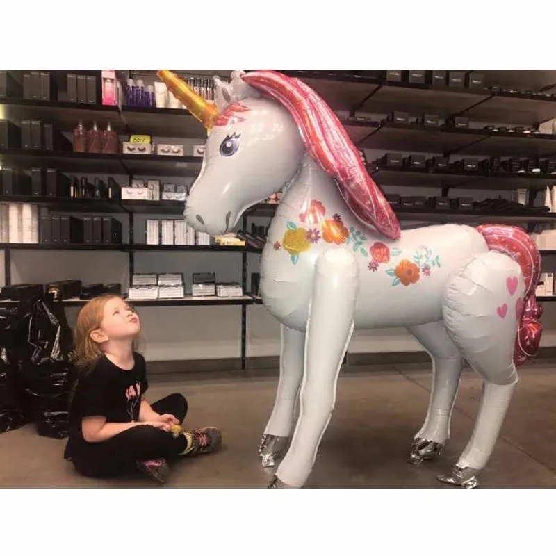  1pc Large 3D Standing Unicorn Aluminum Foil Balloons Birthday Party Decorations Kids Unicorn Party 