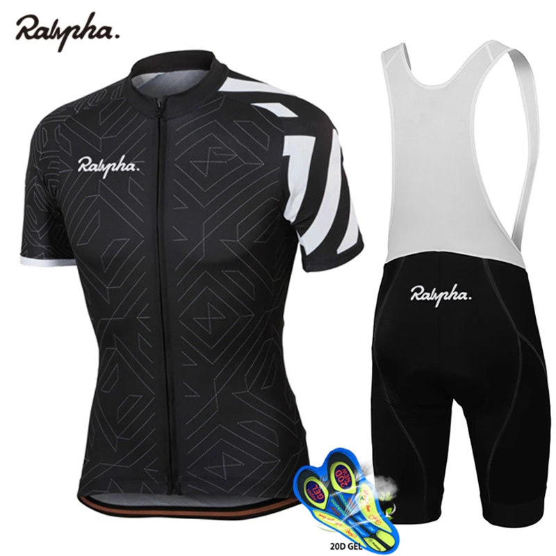 

New Ralvpha. Cycling Clothing 2019 Pro Team Strava Brand Cycling Jersey & Bib Shorts Suit Ropa Ciclismo Men's Black Cycling Set
