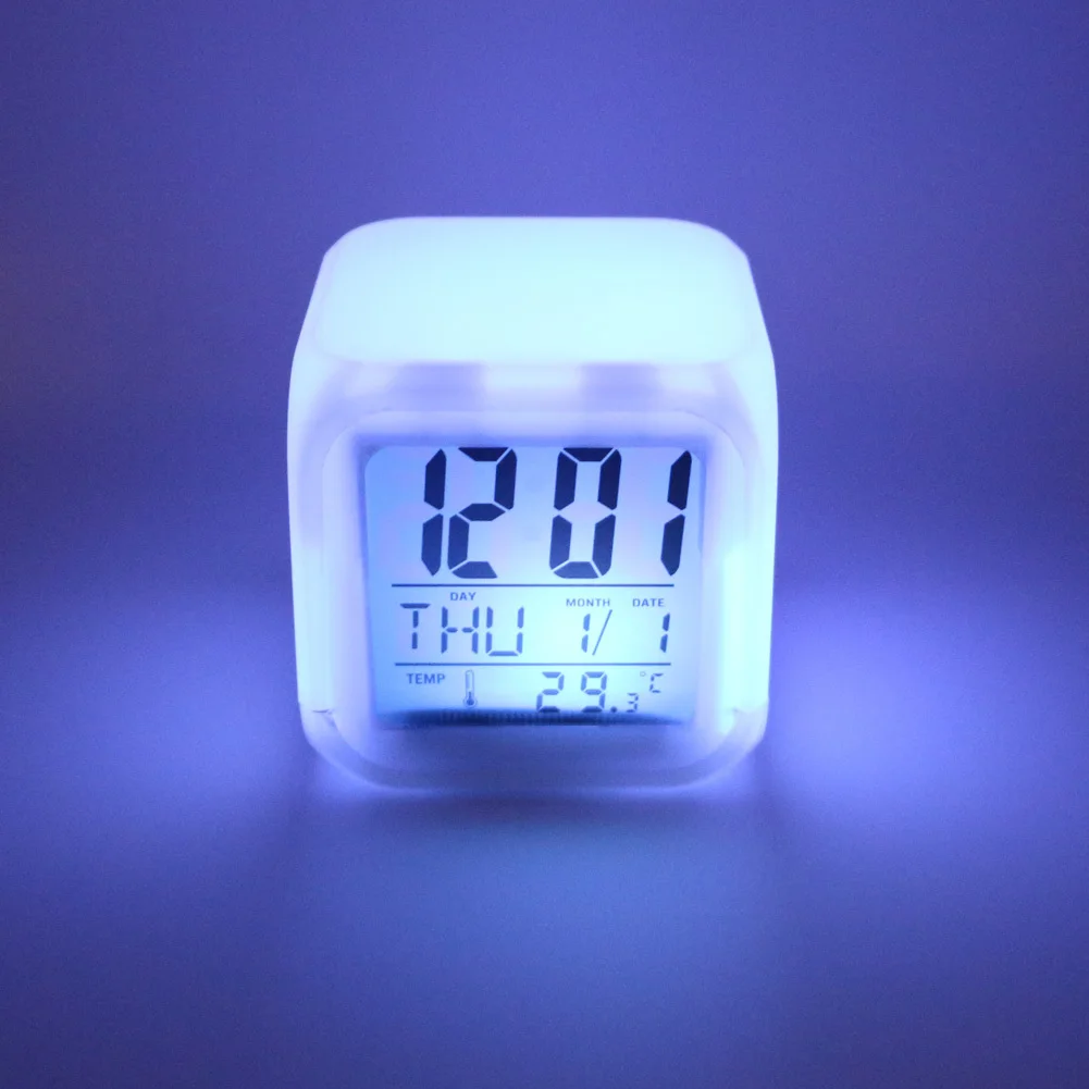 

Home Decorations With Week Time Temperature Data Screen 7 Colors Change Clock Led Digital Table Clock Wall Clock