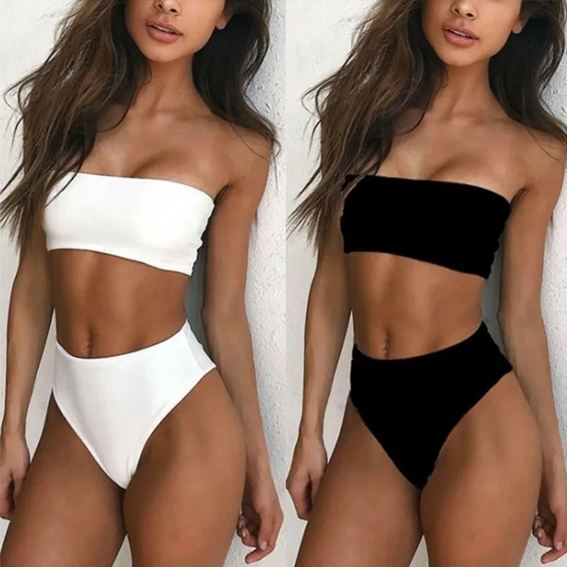 

2019 Strepless Bikinis Set Women Swimsuit Padded Bra Swimwear Sexy Briefs Push Up Summer Vacation Beachwear Bikinis Bathing Suit