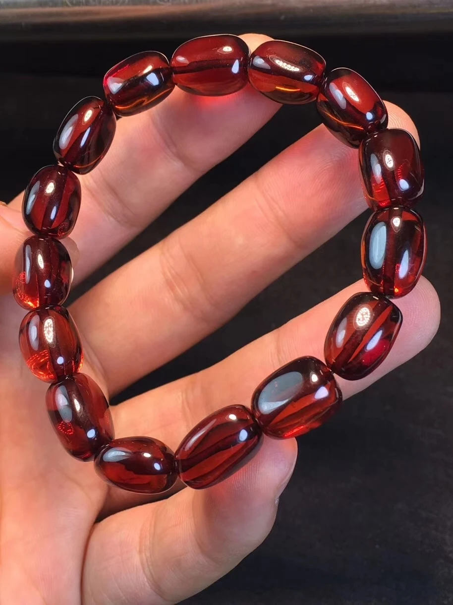 

100% Genuine Natural Amber Blood Red Gemstone Woman Man Healing 13x10mm Oval Beads Bracelet Drop Shipping Reiki Certificate Aaaa