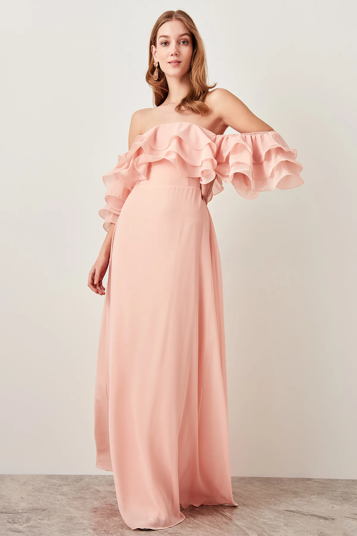 

Trendyol Powder Advanced Flywheel Evening Dress TPRSS19FZ0197
