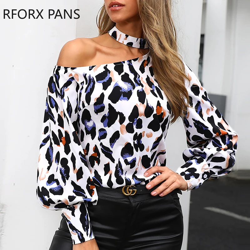 

Women Cutout Leopard Print Blouse Casual Blouse Casual Shirt Long Sleeve Tops