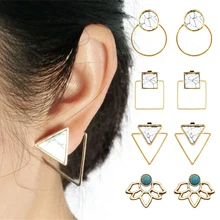 

Hot Sale Bohemian Marble Geometric Triangle Dangle Earrings circle Hook Drop Earrings Jewelry