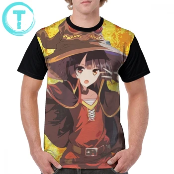 

Konosuba T Shirt Megumin Explosion T-Shirt Printed Plus size Graphic Tee Shirt Classic Short Sleeve Male Awesome Tshirt