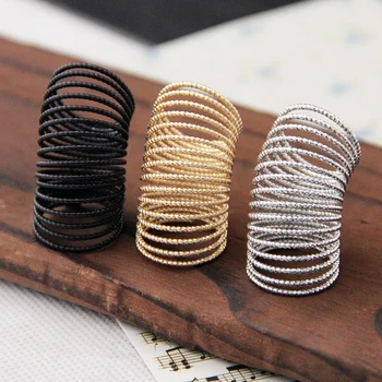 

Hot Threaded spring Girls Rings Long Finger Fashion Jewelry Golden Black Alloy Women Party Vintage Ring Silver Gifts