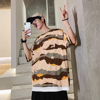 

2019 Spring And Summer New Fashion Trend Korean Version Of The Loose Couple Cotton Hip Hop Camouflage Printing T-shirt M-2XL