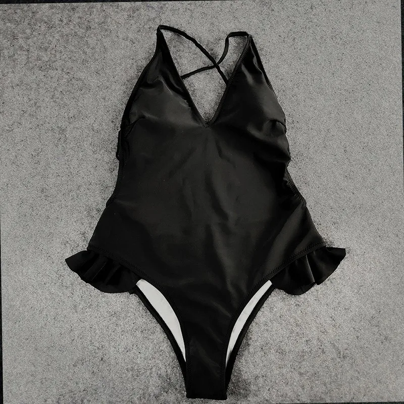 

Belt Backless Swimsuit Solid Swimwear Women One Piece 2019 Push Up Bikinis Mujer Monokini Strap Beachwear Swim Bathing Suit Girl