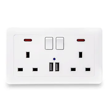 

Eu Uk 13 15amp 146mm Plug Smart Usb Charger Wall Electrical Switch Socket