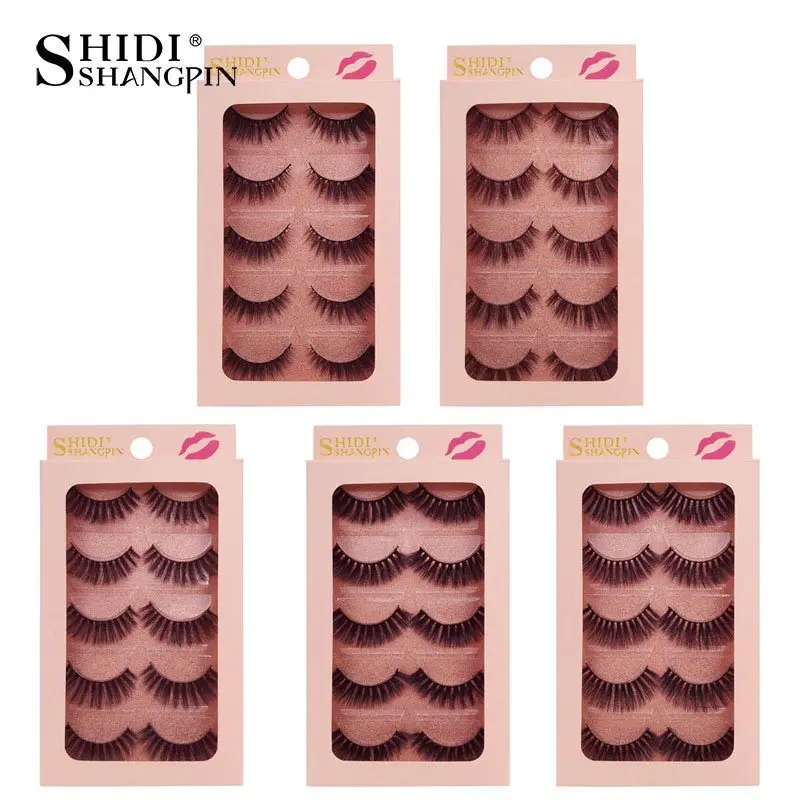 

SHIDISHANGPIN 5 pairs 3d mink eyelashes natrual makeup full strip lashes fluffy false mink lashes thick 3d false eyelashes
