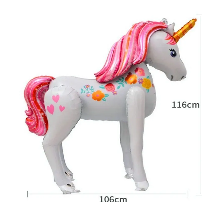  1pc Large 3D Standing Unicorn Aluminum Foil Balloons Birthday Party Decorations Kids Unicorn Party 