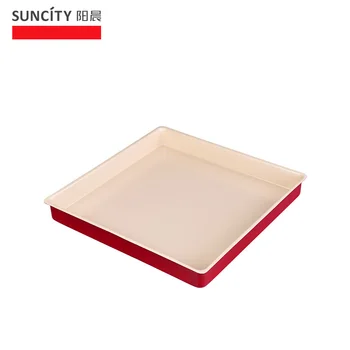 

suncity Carbon steel household red baking square mold nougat cake roll baking tray mold no touch baking box