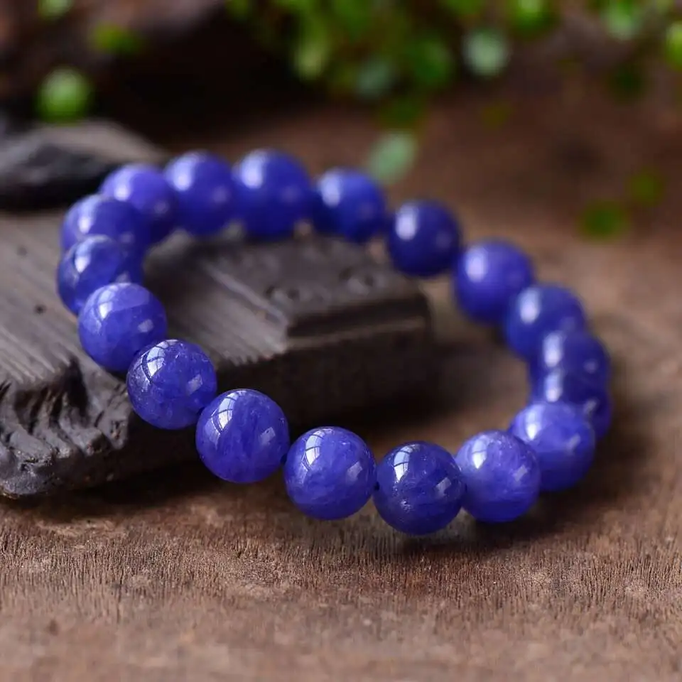

Top Quality Natural Tanzanite Tanzania Blue Zoisite Clear Round Beads Bracelet 10mm Stretch Tanzanite Hot Women Man Aaaaaa