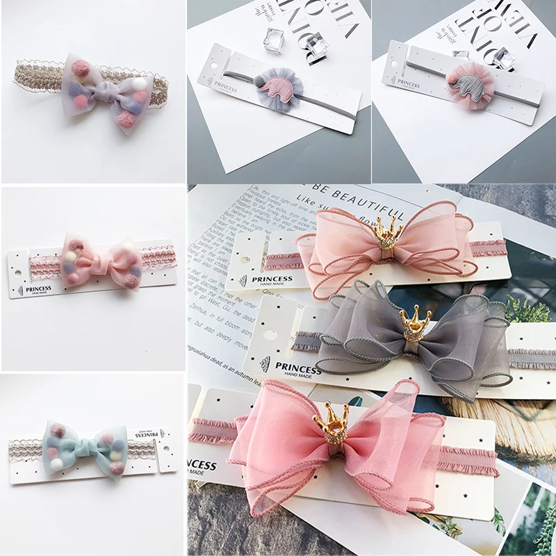 

Sale Sweet multiple styles Kids Headband Girls Bow Elastic Chiffon Princess Flower Hair band Lace Crown Hairband