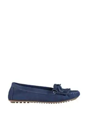 

Navy Blue Suede Shoes Genuine Leather Women Loaf TAKSS19TL0008