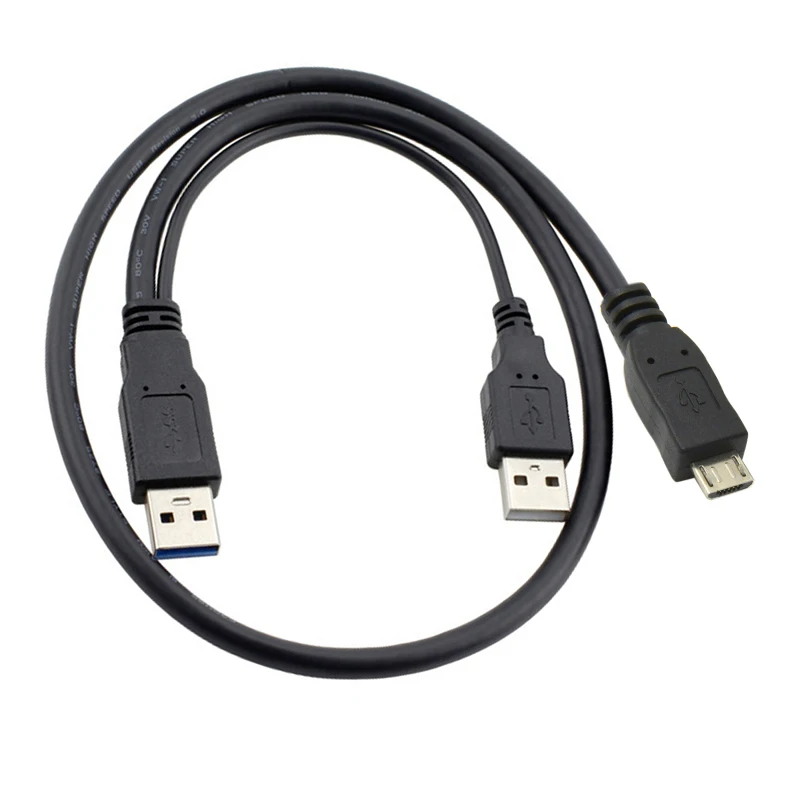 

CYSM USB 2.0 Two Male to Micro USB 5Pin Male Y Cable for Hard Disk Drive 80cm
