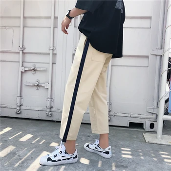 

2019 Summer New Korean Version Of The Couple Male Loose Hip Hop Cotton Personality Straight Leg Welt Casual Pants M-2XL Size