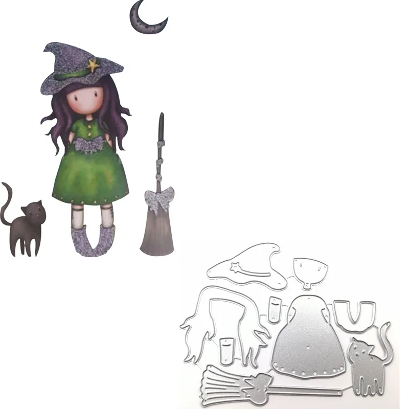 Witch doll Girl Metal Cutting Dies 2019 Scrapbooking Craft Cut Stamps Embossing Stencils Invitation Card Making | Дом и сад