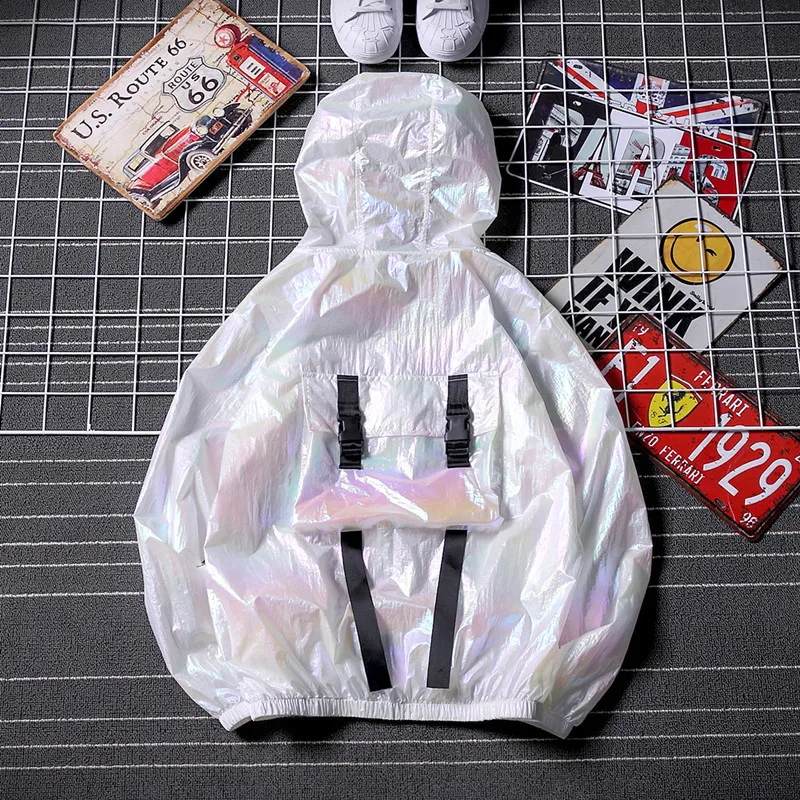 

2019 Spring And Summer New Korean Version Of Harajuku Men's Casual Loose Cotton Reflective Hooded Sunscreen Clothing M-5XL Best