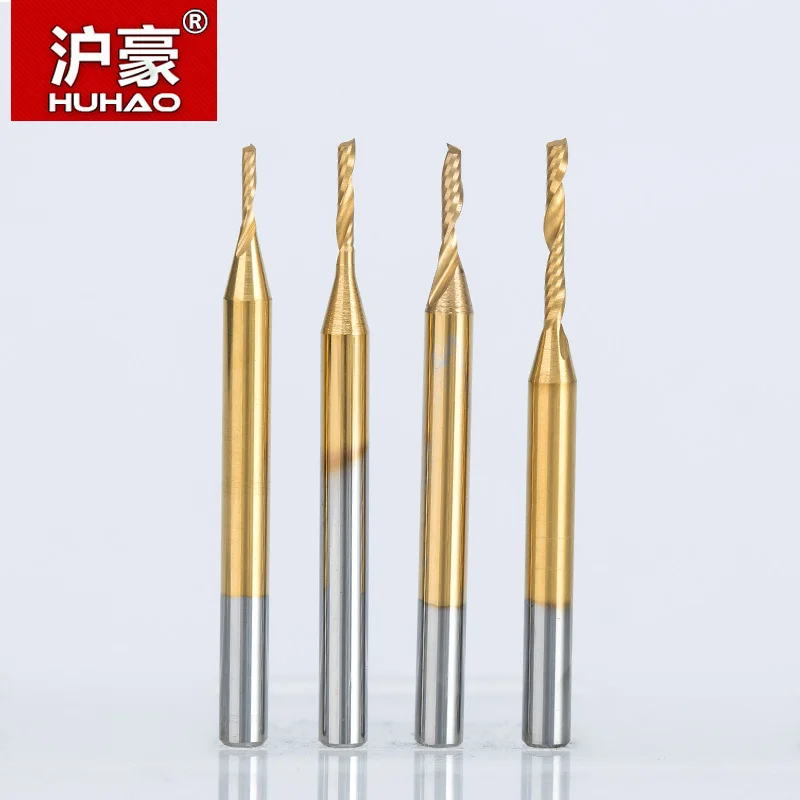 HUHAO 1 шт. 3 175 мм жестяное покрытие Одиночная флейта спиральная фреза CNC Концевая