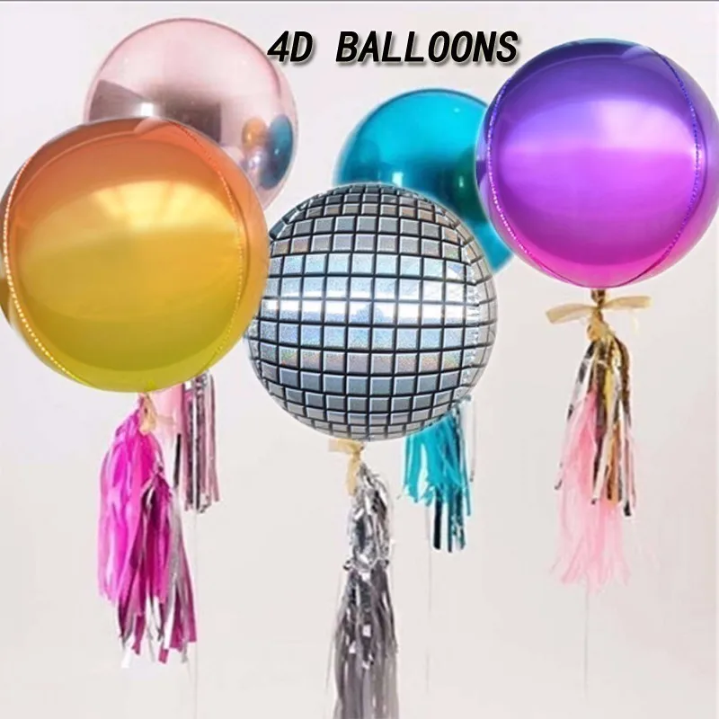 

1PC Large 4D Round Aluminum Foil Balloons Wedding Decorations Globos Birthday Party Decorations Adult Home Anniversary Supplies