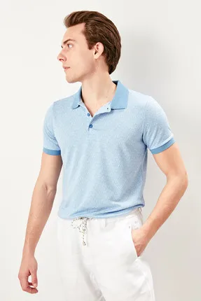 

Blue Jacquard Polo T-shirts TMNSS19HD0017