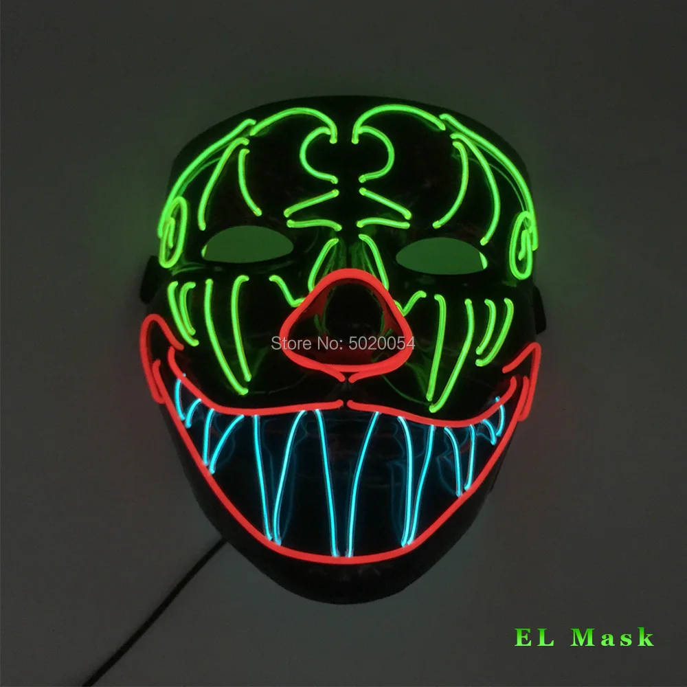 

Halloween Rave Horror Masks LED Luminous Mask El Wire Light up Mask for Glowing Party Cosplay Costume Decoration
