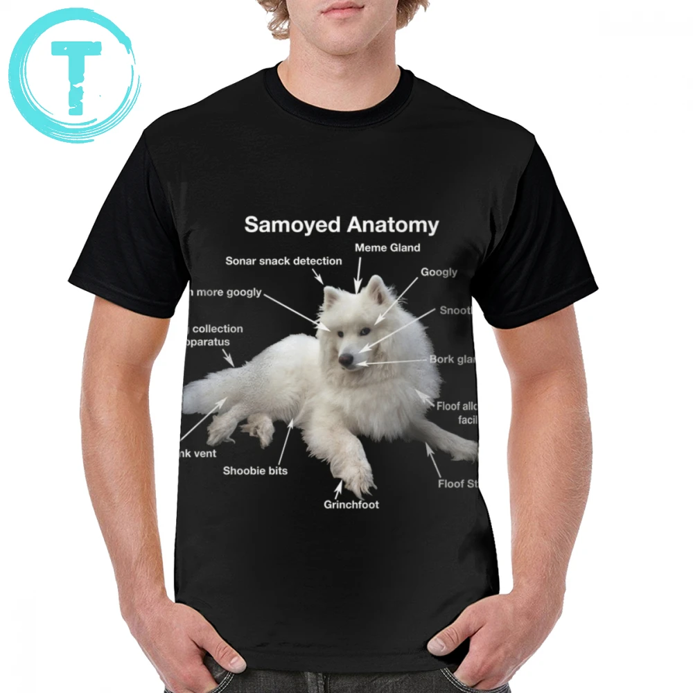 Футболка Samoyed, футболка Samoyed Anatomy, Пляжная футболка с коротким рукавом, графическая футболка, Милая футболка с графикой, 100 полиэстер, Мужская футболка большого размера