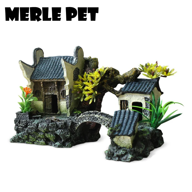 Мерл PET Новый китайский Архитектурный Орнамент аквариум украшения каменная