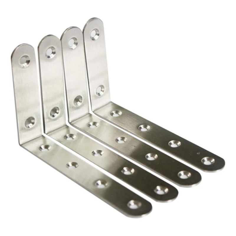 

Hot 4 Pcs Stainless Steel Heavy Duty "L" Corner Brace Joint Angle Bracket Shelf Bracket Wall Hanging with Screws 125mmX75mm/5