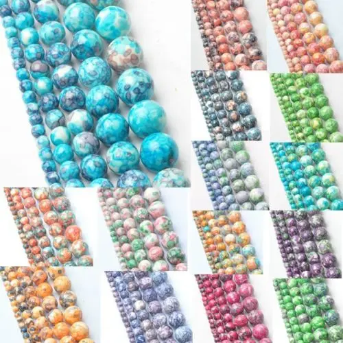

Hot Round Colorful Natural Rain Stone Beads 4 6 8 10 12mm Spacer Mix Colorful Loose Beads