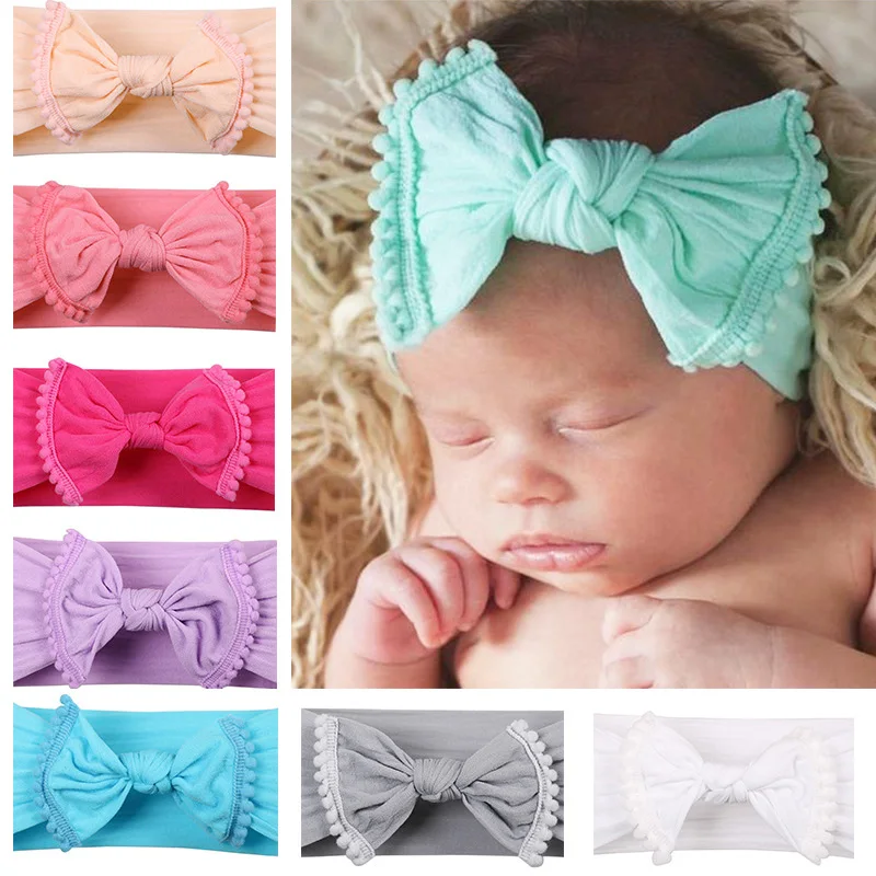 

Fashion Solid Color Cotton Headband For Kids Ribbon Elastic Baby Hair Band New Children Bow Knot Hair Accessories