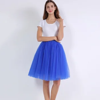 

7 Layered Tulle Skirts Womens High Waist Swing Dolly Ball Gown Underskirt Mesh Tutu 2018 Summer Midi Skirt Faldas Saias Jupe