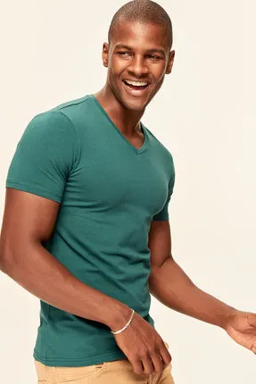 

Green Presser Men's Cotton T-Shirt - Slim Fit Short Sleeve V Neck TMNSS19BO0005